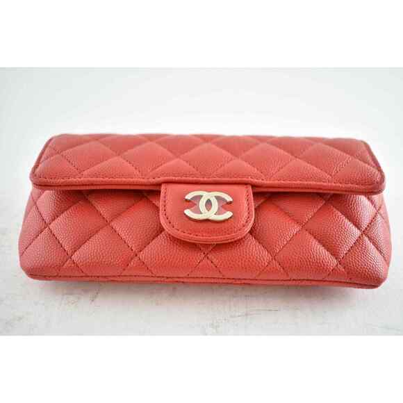 Chanel 22C Red Caviar Classic Glasses Case On Chain Clutch CC Shoulder Crossbody - Picture 6 of 12